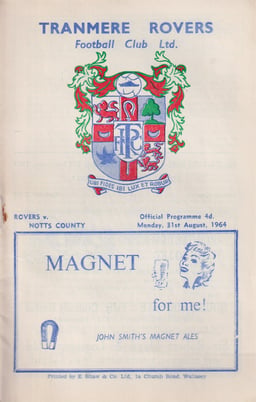 Tranmere Rovers v Notts County Match Programme 1964-08-31